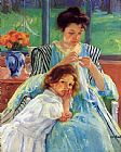 Sewing Canvas Paintings - Young Mother Sewing 1902